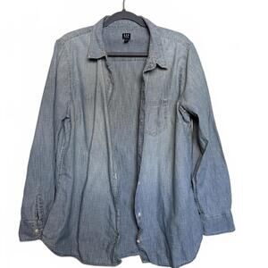 GAP Denim Light Wash Button-Up Long Sleeve Shirt XL